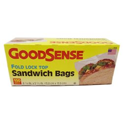 21559 - GoodSense Sandwich Bags - 150Bags Fold Lock Top  (Case of 12) - BOX: 12