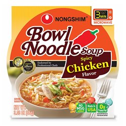 18298 - Nongshim Bowl Noodle Soup, Spicy Chicken - 12 Pack - BOX: 