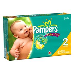 19122 - Pampers Baby Dry Diapers, Size 2 - 4/42's - BOX: 